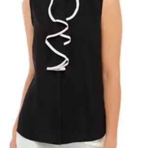Calvin Klein Black and White Sleeveless Blouse